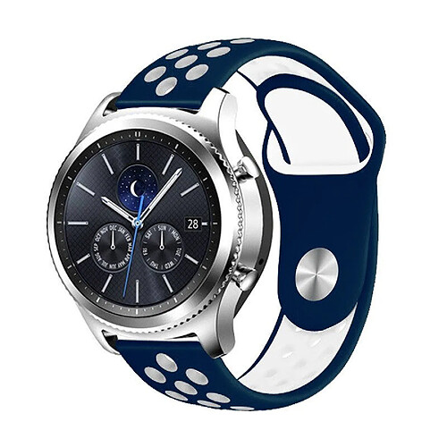 NIS Bracelet Sportystyle Phonecare compatible avec Huawei Watch 4 Pro Space Edition - Bleu foncé / Blanc