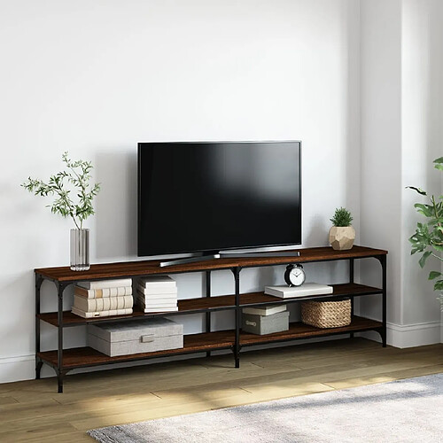 Maison Chic Meuble TV scandinave - Banc TV pour salon chêne marron 180x30x50 cm bois d'ingénierie et métal -MN40299