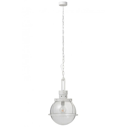 Dansmamaison Lampe Suspendue Boule Verre/Metal Blanc