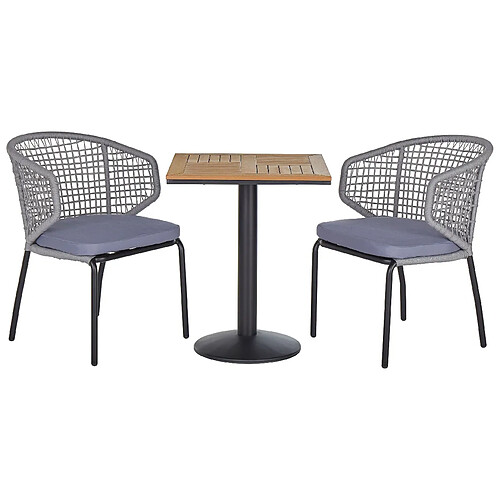 Beliani Ensemble pour bistro avec coussin PALMI Métal Gris