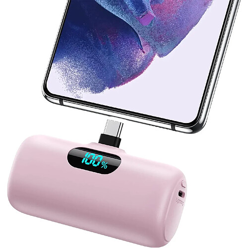 SANAG Batterie Externe Usb C 5000Mah, 15W 3.0A Charge Rapide Chargeur Portable Mini Power Bank Avec Écran Lcd Compatible Avec Samsung S23,S22/Note/Huawei/Moto/Lg/Pixel/Nexus,Usb C Phones Etc - Rose