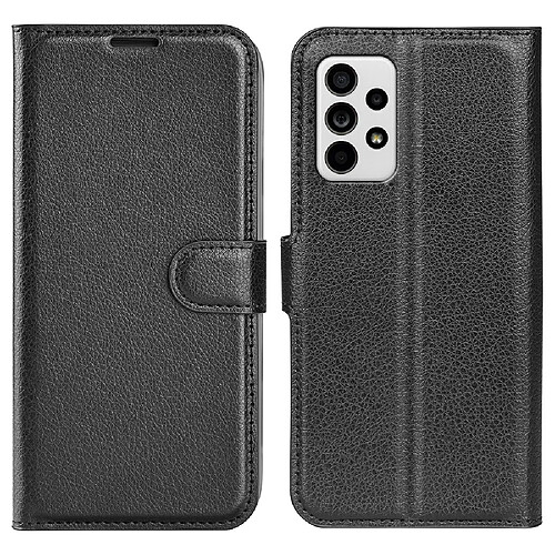 Etui en PU texture litchi, fermoir magnétique avec support noir pour votre Samsung Galaxy A33 5G