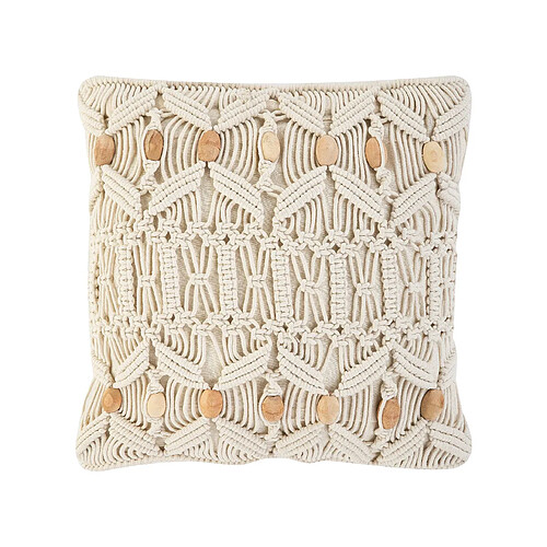 Beliani Coussin NICAEA Coton 45 x 45 cm Unicolore Macramé Beige