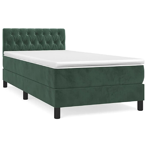 Maison Chic Lit adulte- Lit + matelas,Sommier à lattes de lit avec matelas Vert foncé 90x190 cm -GKD16105