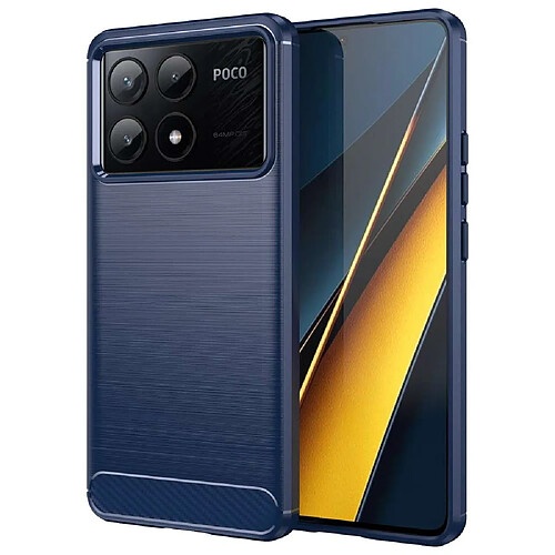 Htdmobiles Coque pour Xiaomi Redmi K70E 5G / Poco X6 Pro 5G - housse etui silicone gel carbone + verre trempe - BLEU FONCE