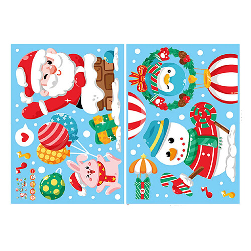 2pcs Shopping Shopping Centre commercial Verre Verre Décoration Sticker Cheminée Santa Claus Autocollant à ballon à air chaud