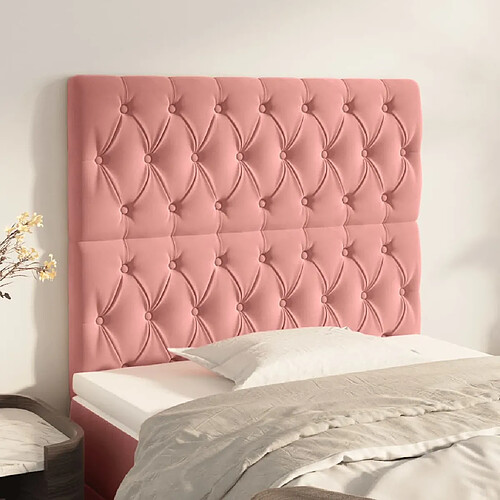 vidaXL Têtes de lit 2 pcs Rose 100x7x78/88 cm Velours