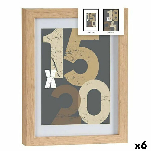 Gift Decor Porte photos mural Naturel verre Bois MDF 20,5 x 2,5 x 26,5 cm (6 Unités)