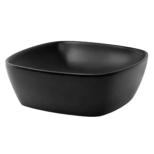 ML DESIGN MODERN LIVING Lavabo en céramique noir mat vasque à poser pour salle de bain 405x405x150 mm