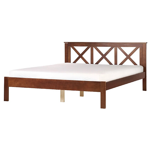 Beliani Lit double 160 x 200 cm en bois foncé TANNAY