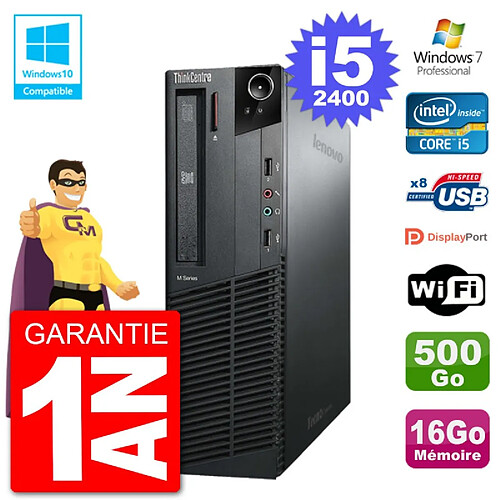 PC Lenovo ThinkCentre M82 SFF i5-2400 RAM 16Go Disque 500Go Graveur DVD Wifi W7 · Occasion