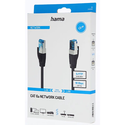 Câble réseau RJ45 CAT-6a HAMA 10 gbi/s 1,5 M - 200680