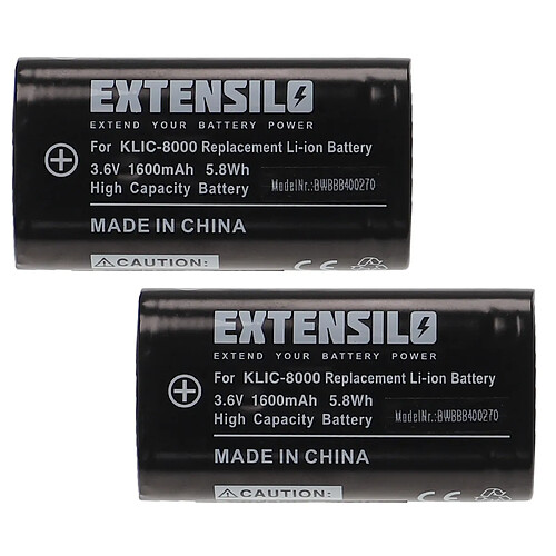 Vhbw EXTENSILO 2x Batteries compatible avec Kodak EasyShare Z1012 IS, Z1015 IS, Z1085 IS, Z1485 IS appareil photo, reflex numérique (1600mAh, Li-ion)