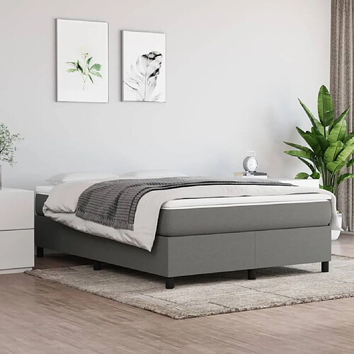 Maison Chic Lit Adulte - Lit simple Lit à sommier tapissier avec matelas moelleux - Meuble de Chambre - Gris foncé 140x200cm Tissu -MN55663