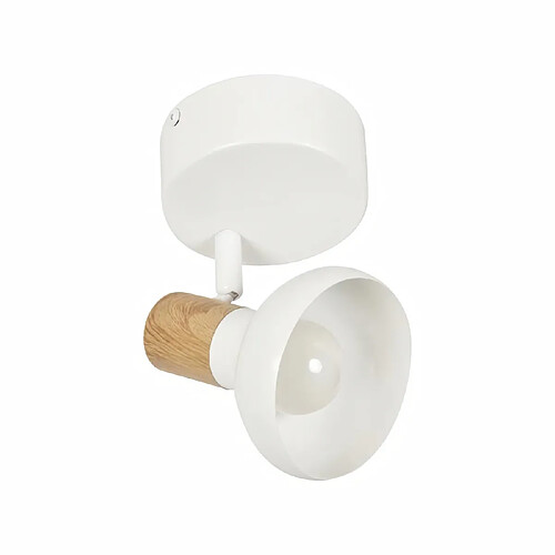 COREP Spot 1L Alvar bicolore en métal avec sticker effet bois - E14 40 W - Blanc et naturel