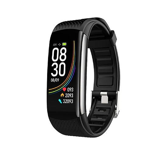 INF Bracelet d'activité avec fréquence cardiaque, oxygène sanguin, podomètre, 5 modes sportifs Black