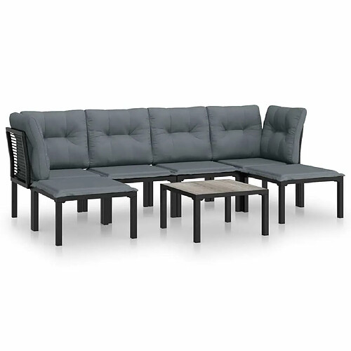 Maison Chic Salon de jardin 7 pcs - Table et chaises d'extérieur - Mobilier/Meubles de jardin Moderne noir et gris résine tressée -MN20863