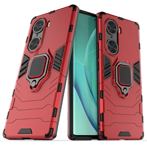 Coque en TPU antichoc, léger, anti-rayures avec béquille en anneau et porte-carte rouge pour votre Honor 60