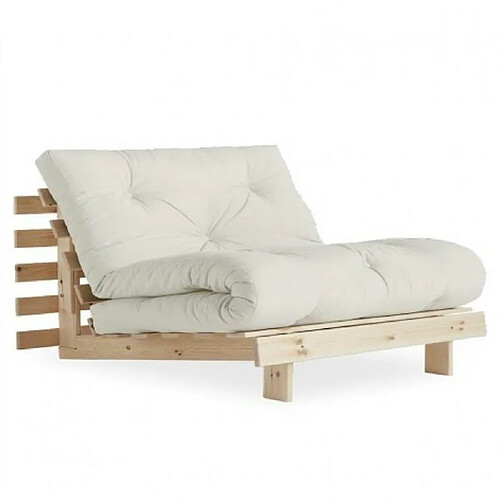 Inside 75 Fauteuil convertible futon ROOTS pin naturel coloris naturel couchage 90 x 200 cm.