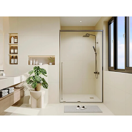 Vente-Unique Porte de douche coulissante - 120 x 200 cm - Coloris Gun métal - COVINGTON