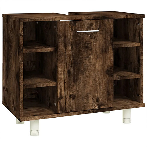 Maison Chic Armoire de bain,Meuble de rangement de salle de bain,Meuble haut Chêne fumé 60x32x53,5 cm Bois d'ingénierie -GKD545499