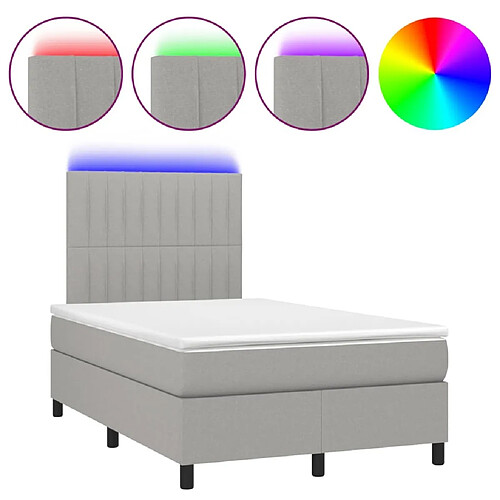 Maison Chic Lit adulte- Lit + matelas + LED,Sommier à lattes de lit matelas LED gris clair 120x190 cm tissu -GKD69781