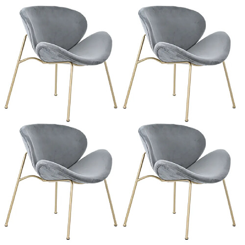 ComfortXL Chaise De Salle À Manger En Velours, Lot De 4, Luxueuse, Gris