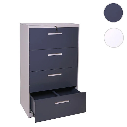 Mendler Classeur suspendu HWC-A10, armoire de bureau en acier, A4 verrouillable ~ 132x76x46cm gris-gris foncé