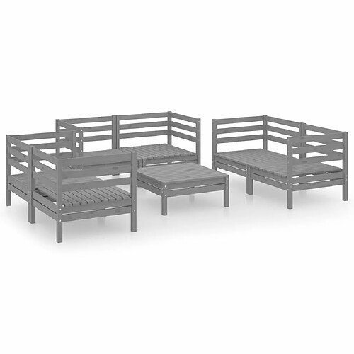 Maison Chic Salon de jardin 7 pcs - Table et chaises d'extérieur - Mobilier/Meubles de jardin Moderne Gris Bois de pin massif -MN21951