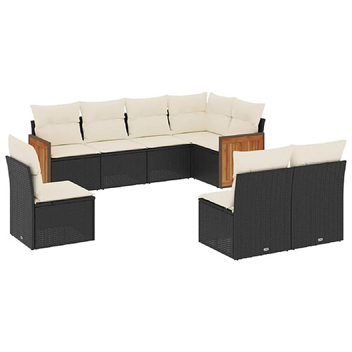 Maison Chic Salon de jardin 8 pcs avec coussins | Ensemble de Table et chaises | Mobilier d'Extérieur noir résine tressée -GKD10974