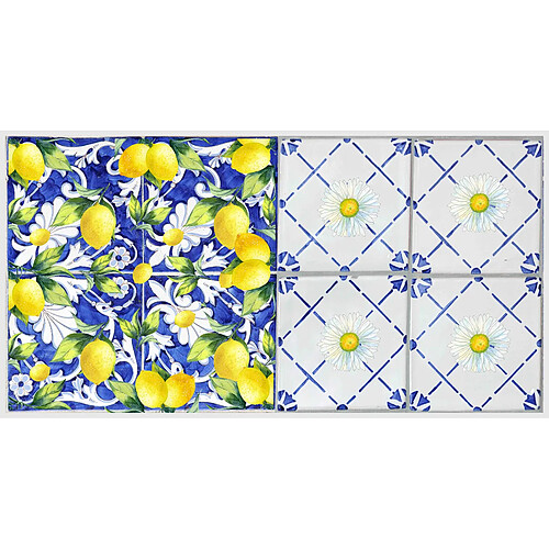 Alter Chemin de cuisine, 100% Made in Italy, Tapis résistant aux taches avec impression numérique, Tapis antidérapant et lavable, Modèle Maiolica - Bertilla, cm 100x52