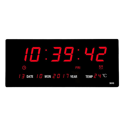 LED Numérique Horloge Murale Calendrier Grand Écran w/Température Intérieure Date et Jour de la Semaine, électrique Monté Bureau Horloge Minuterie