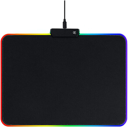 Tapis de souris de jeu RVB 340 × 245 × 3 mm Tapis de souris LED avec base en caoutchouc antidérapant, tapis de souris souple pour clavier d'ordinateur pour MacBook, PC, ordinateur portable, bureau