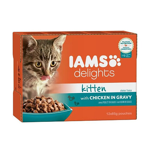 Iams Chat IAMS Delights Humide Poulet en sauce - Toutes Races - 12x85 g - Pour chaton