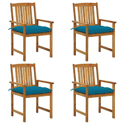 vidaXL Chaises de jardin avec coussins lot de 4 Bois d'acacia massif