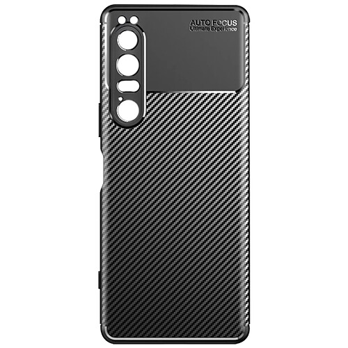 Avizar Coque Xperia 1 IV Silicone Flexible Design Effet fibre de carbone Noir