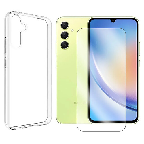 Coque souple transparente + Lot de 2 verre trempé pour Samsung Galaxy A34 5G 6.6" - Visiodirect -