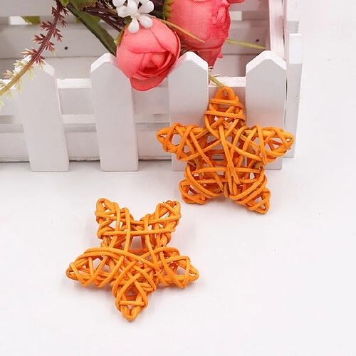 Wewoo 10 pcs artificielle boule de paille bricolage décoration rotin étoiles décor de noël maison ornement fournitures orange