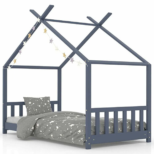 Maison Chic Lit d'Enfant Chambre - Cadre de lit pour enfant Gris Bois de pin massif 70x140 cm -MN46034