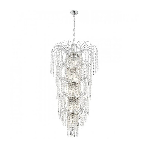 Searchlight Suspension 13 ampoules Waterfall, en chrome et cristal