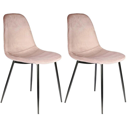 The Home Deco Factory Chaise en velours côtelé Giulia (Lot de 2) rose.