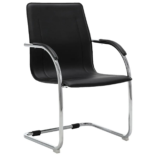 Helloshop26 Chaise fauteuil siège de bureau informatique étude cantilever similicuir noir 02_0023995