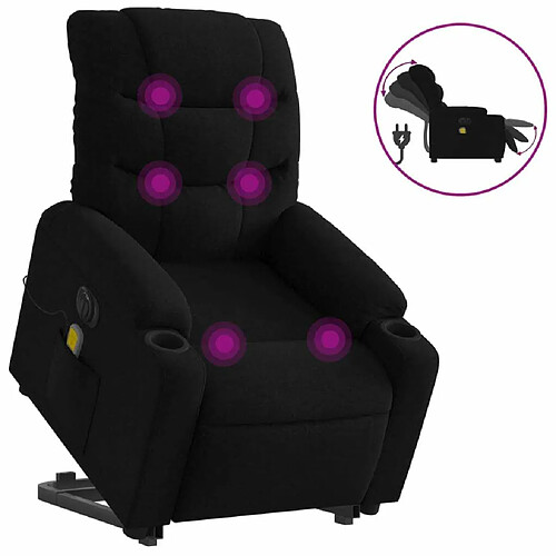 Maison Chic Fauteuil Relax pour salon, Fauteuil inclinable de massage électrique Noir Tissu -GKD48664