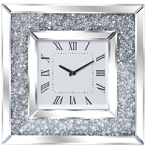 Horloge Murale Alexandra House Living Argenté Verre Brillants 40 x 40 x 4 cm