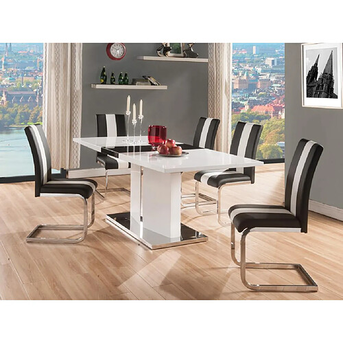 Vente-Unique Lot de 4 Chaises en simili TRINITY de Pascal MORABITO - Simili - Noir & blanc