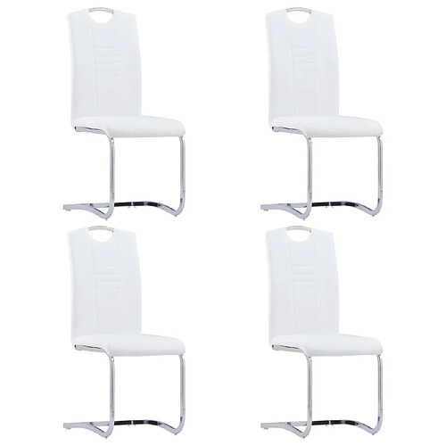 Maison Chic Lot de 4 Chaises à manger cantilever,Chaises à dîner blanc similicuir -MN85689