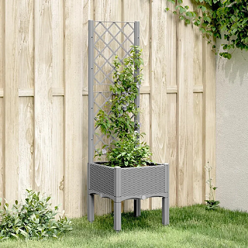 vidaXL Jardinière avec treillis gris clair 40x40x142 cm PP