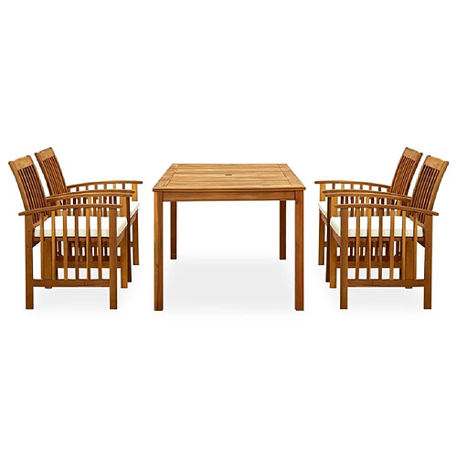 Maison Chic Mobilier à dîner 5 pcs de jardin avec coussins - Ensemble table et chaises d'extérieur - Salon/Mobilier de jardin classique Acacia solide -MN93207