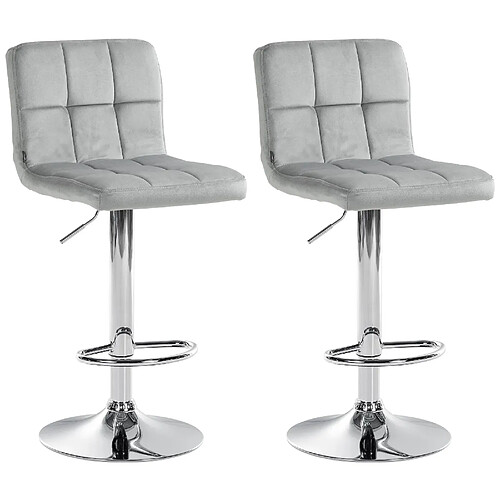 Non Lot de 2 tabourets de bar Peru velours chrome