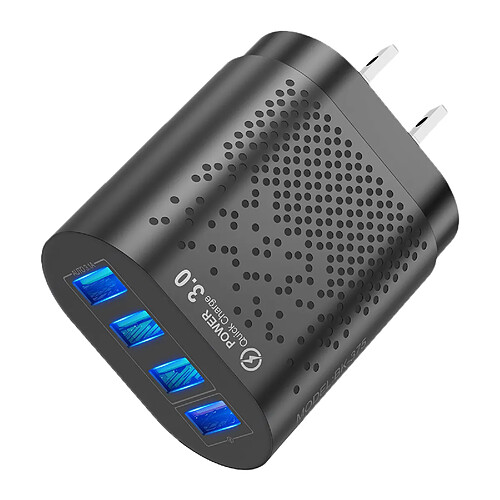 Fast Charge 4 USB Port Hub Chargeur Mural Adaptateur Secteur Prise Américaine Cube Noir